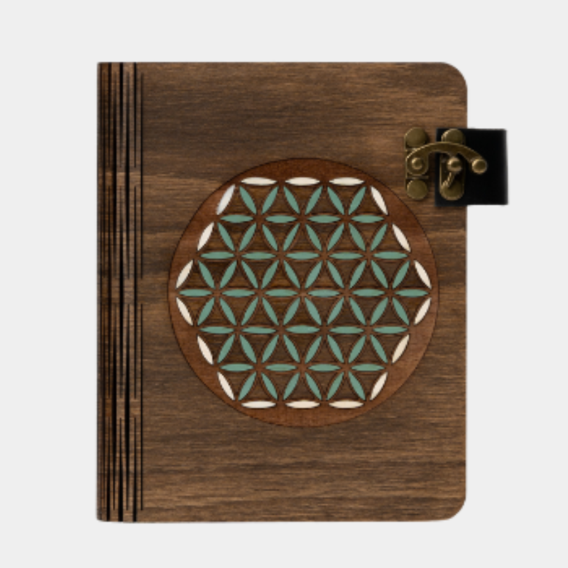 Album Foto Floarea Vieții, Design Sacru Pe Lemn, Personalizabil, Pictat Manual