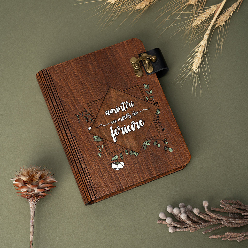 Album Foto din Lemn Personalizat, Amintiri Gravate, Unicat, Nuntă/Botez/Evenimente