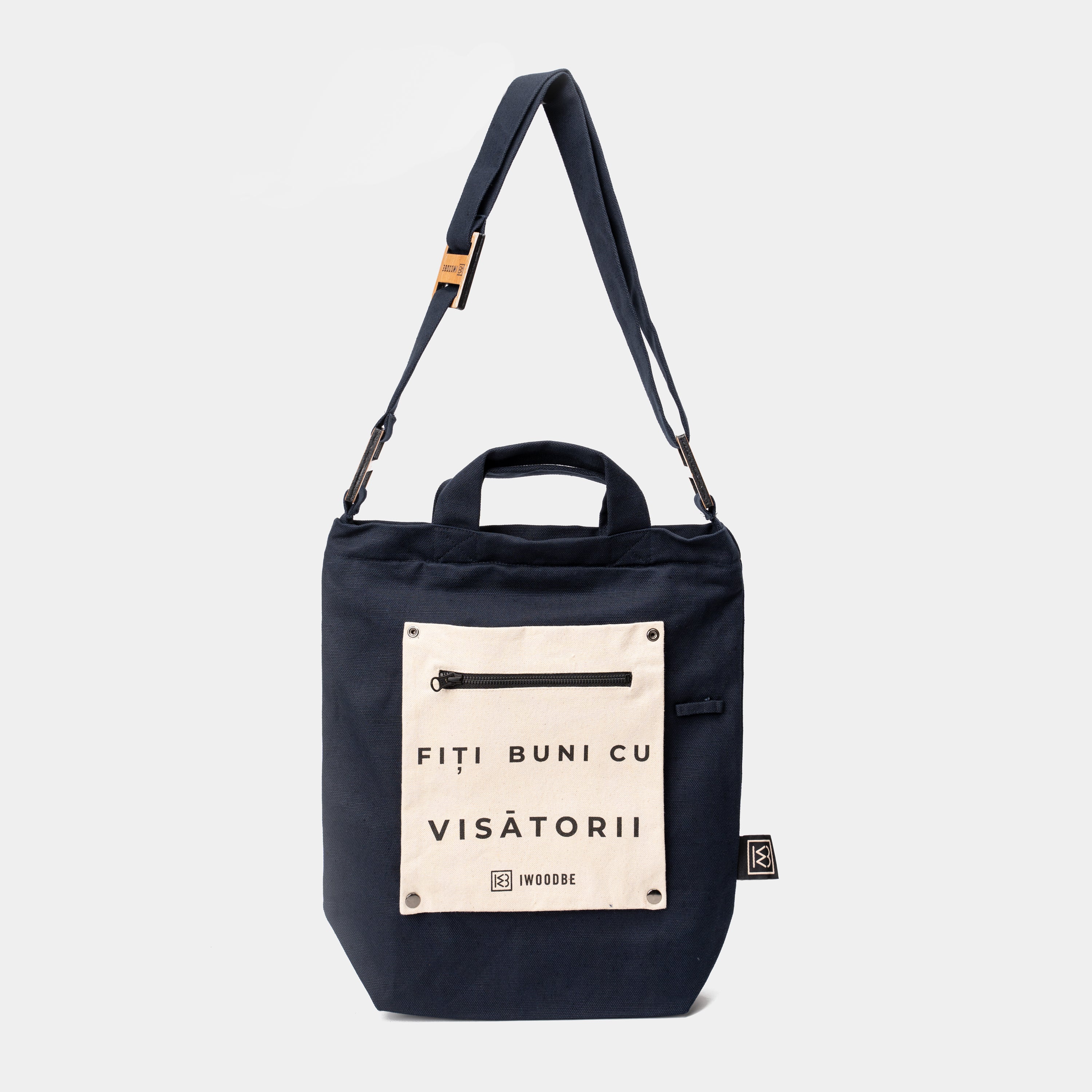 GEANTĂ BUMBAC - VISATORII, Barete reglabile, Buzunar detasabil