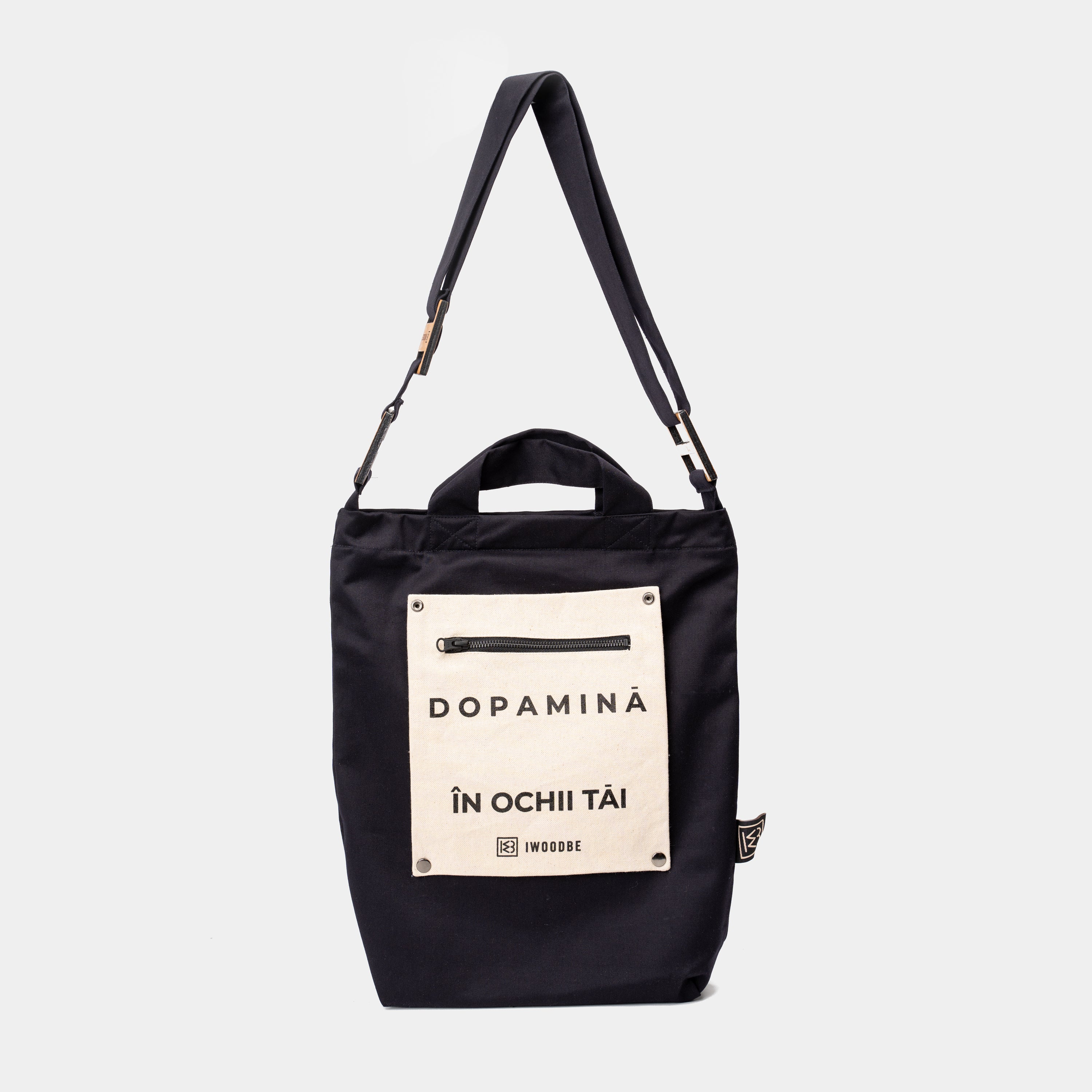 GEANTĂ BUMBAC DOPAMINĂ, Barete reglabile, Buzunar detasabil