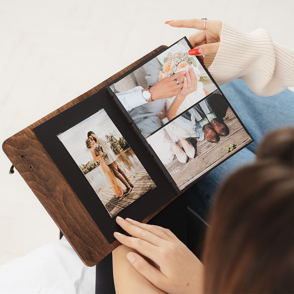 Album Foto Tradiții Românești, Lemn Pictat Manual, Gravură, Personalizat, Nuntă, Botez