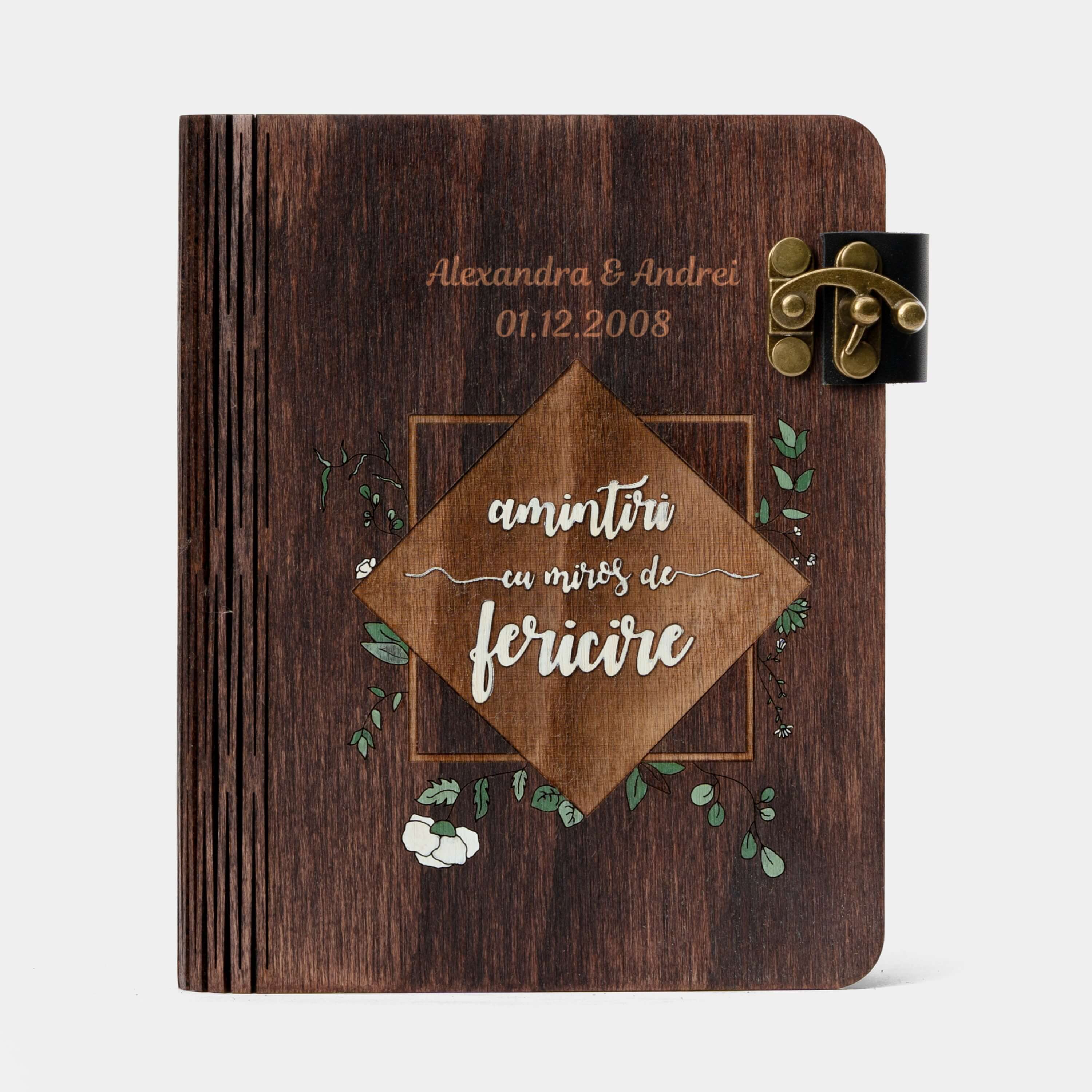 Album Foto din Lemn Personalizat, Amintiri Gravate, Unicat, Nuntă/Botez/Evenimente