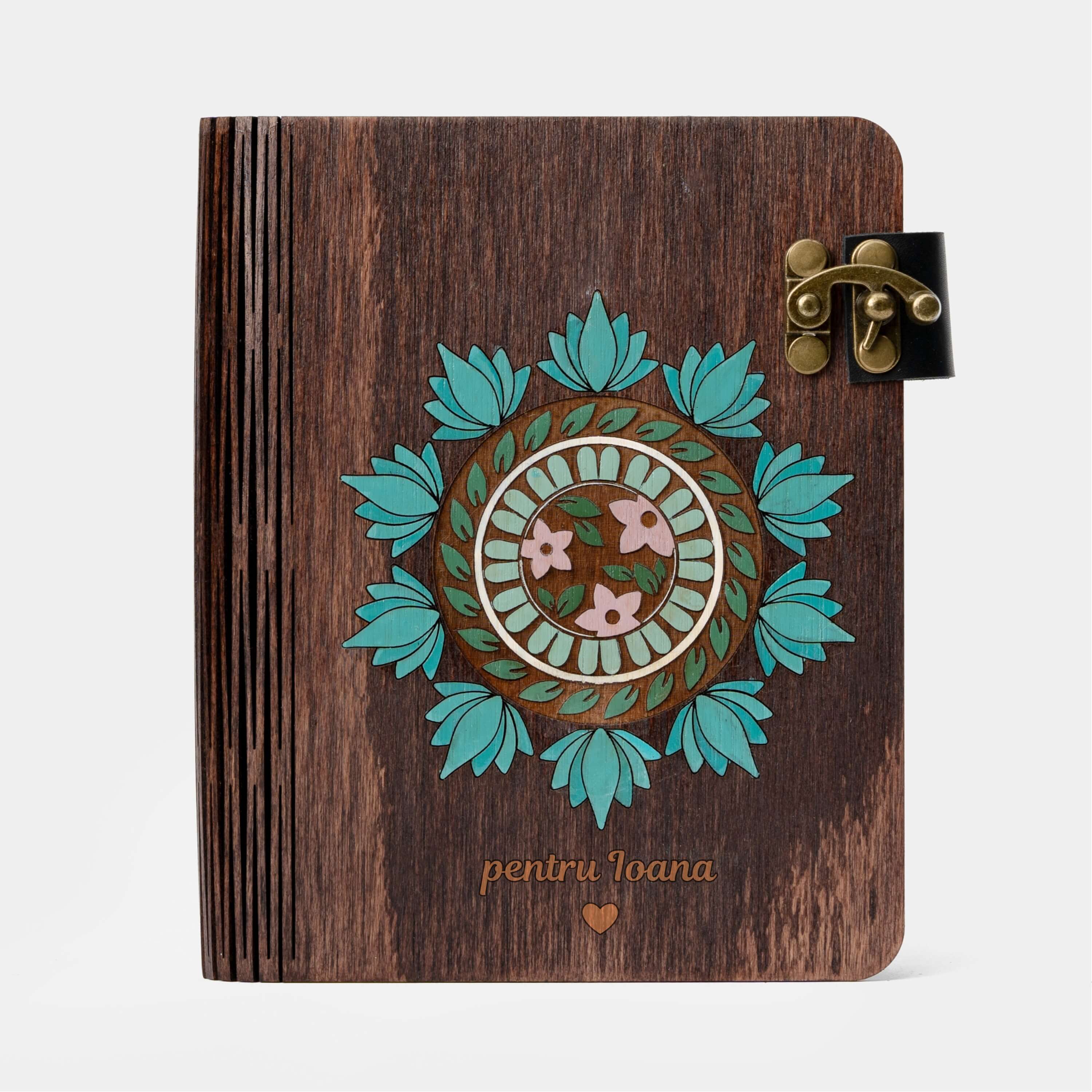 Album Foto Mandala, Gravură Simbolică Pe Lemn, Pictat Manual, Personalizat