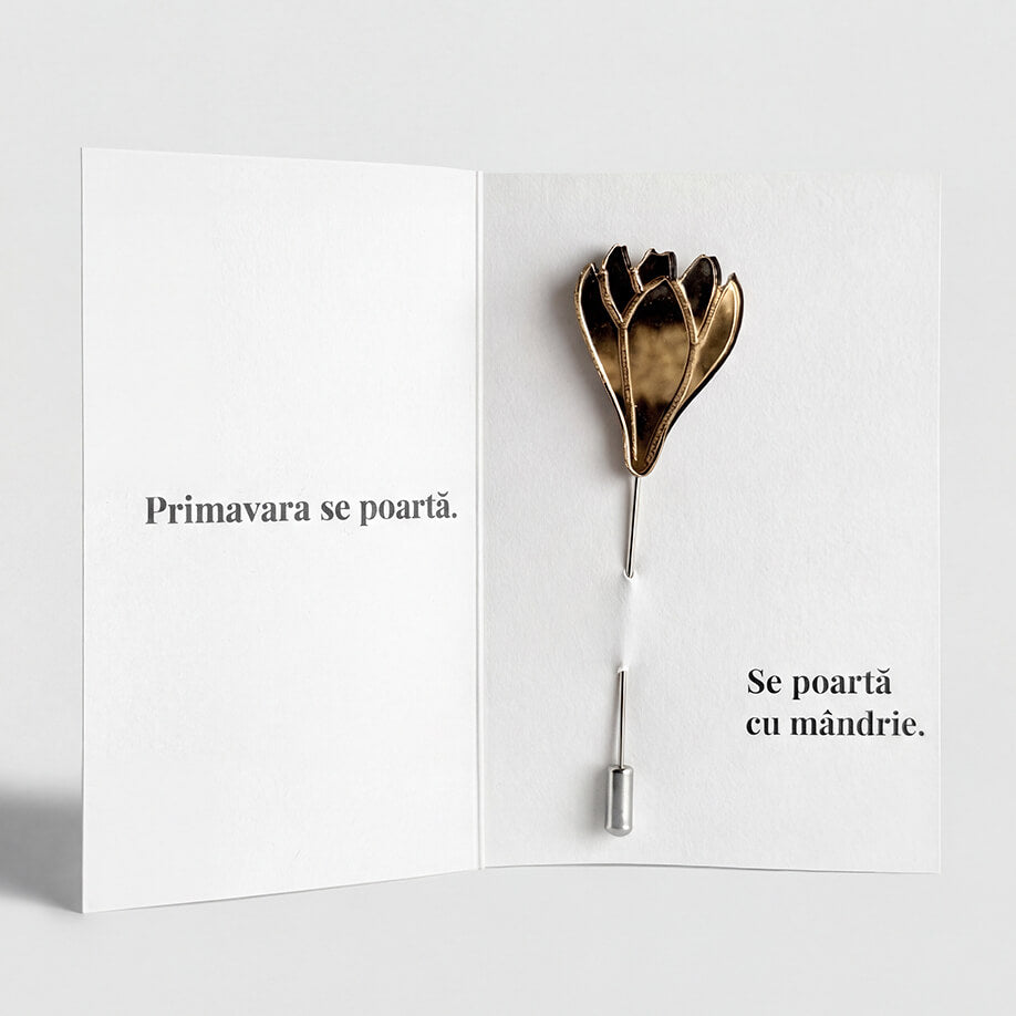 Martisor Brosa Floare Brandusa, Plexi Oglinda Recuperata