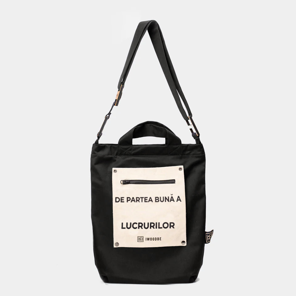 GEANTA BUMBAC 100%, DE PARTEA BUNA, multifunctionala, buzunar exterior