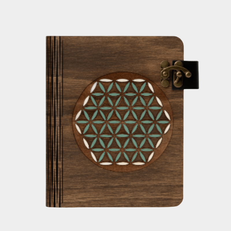 Album Foto Floarea Vieții, Design Sacru Pe Lemn, Personalizabil, Pictat Manual
