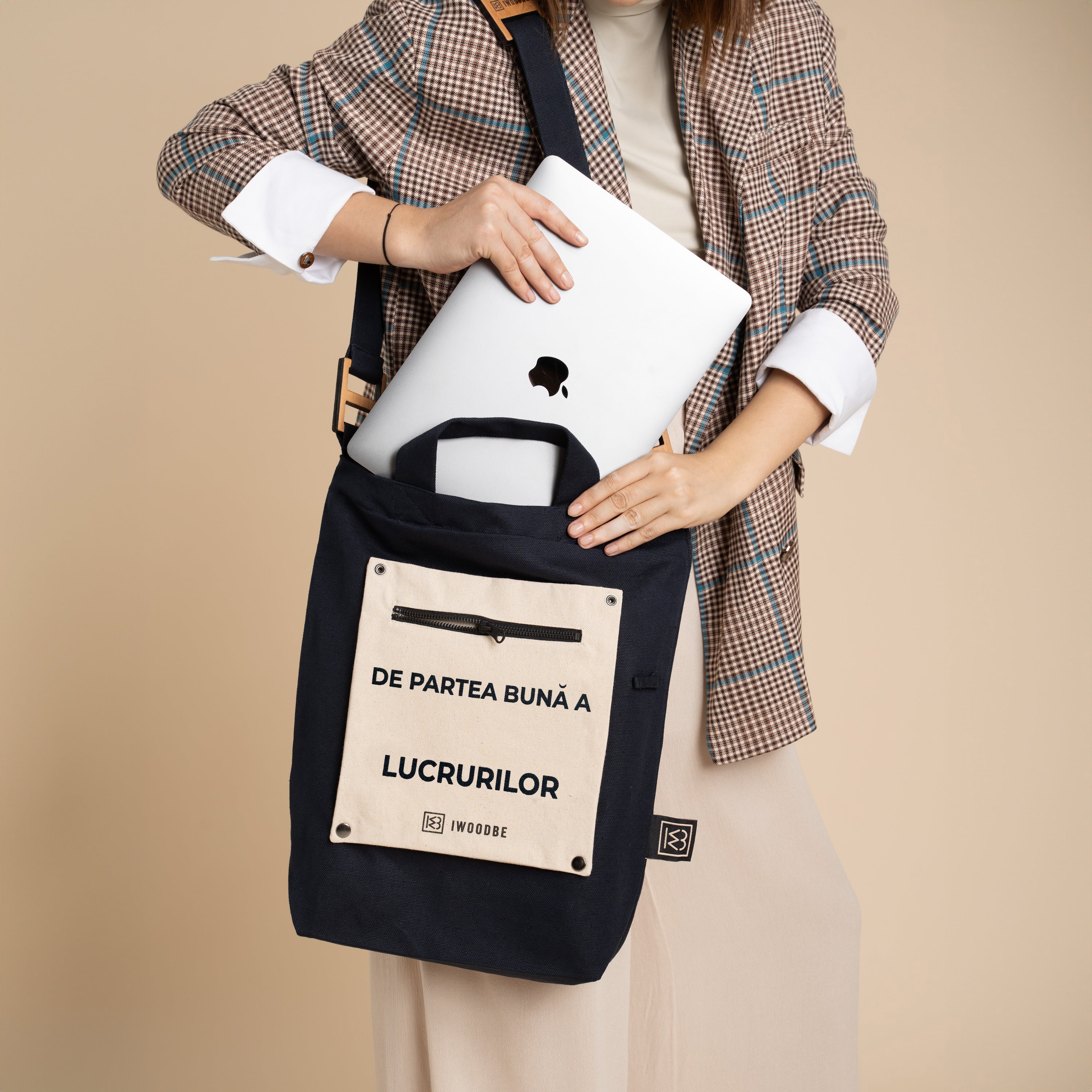 GEANTA BUMBAC 100%, DE PARTEA BUNA, multifunctionala, buzunar exterior