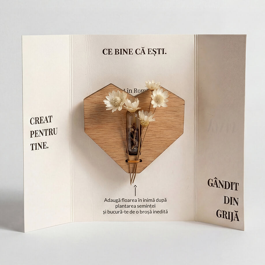 Martisor Plantabil - Brosa Inima din Lemn