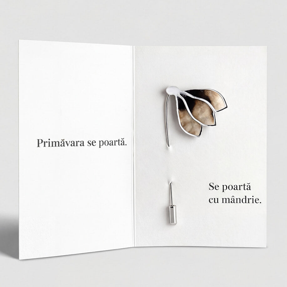 Martisor Brosa Floare Ghiocel, Plexi Oglinda Recuperat